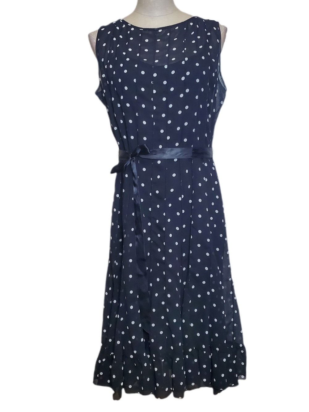 Studio Polka Dot Sleeveless Fit & Flare Dress with Belt Sz 8